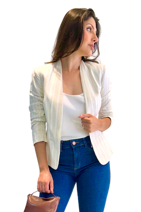 Blazer Bege com Branco – Nutria